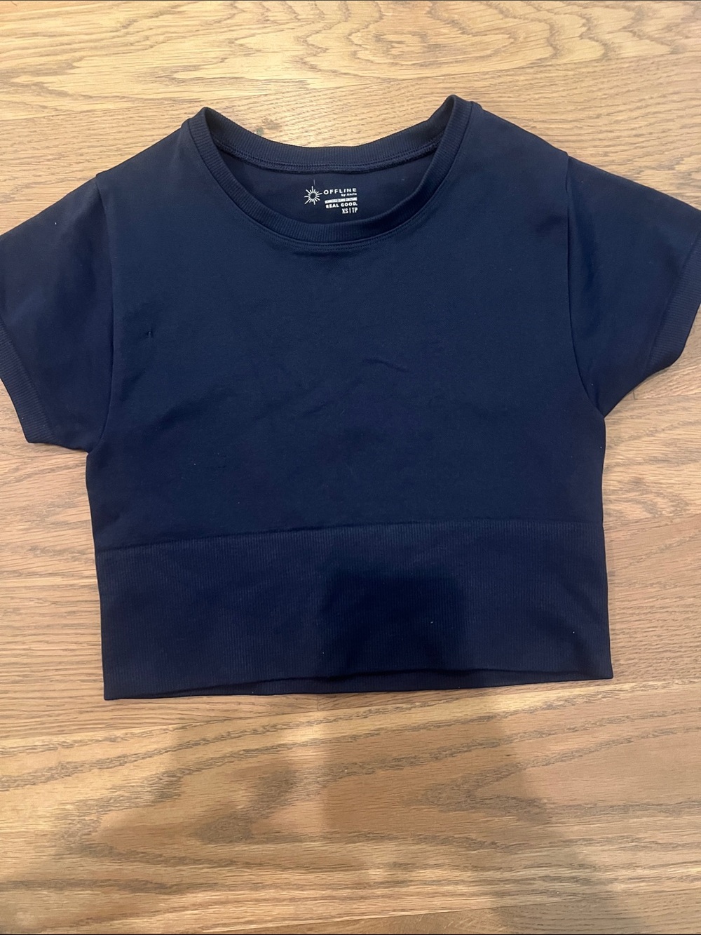 aerie Black Short Sleeve Crop Tee